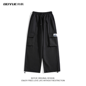 男潮港风日系风青少年2022新款 BOYUE帛跃秋冬宽松休闲纯棉工装 裤