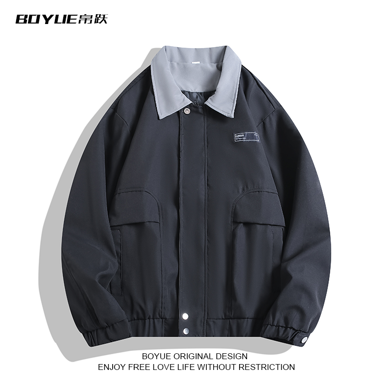 BOYUE帛跃国潮工装拼接外套帅气潮牌休闲个性运动飞行员夹克男女