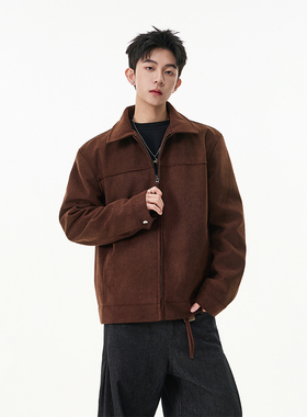 BOYUE帛跃美式麂皮绒工装夹克复古痞帅百搭休闲翻领行政外套男女