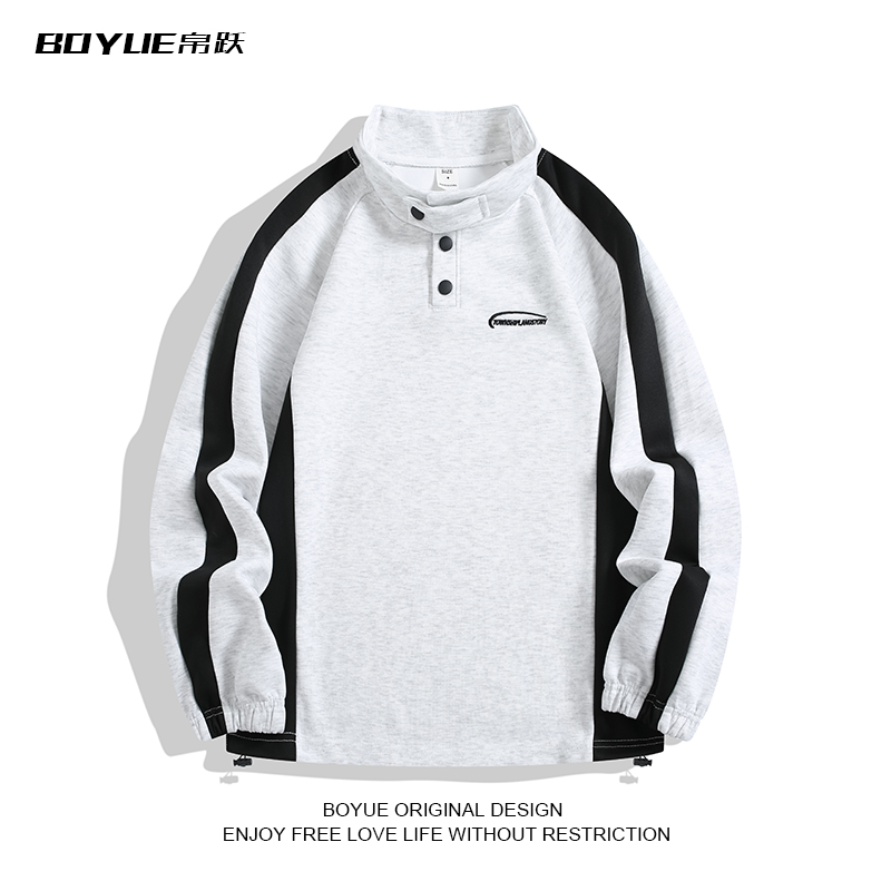 BOYUE帛跃韩版运动青春拼接立领卫衣男女潮牌嘻哈休闲情侣上衣ins