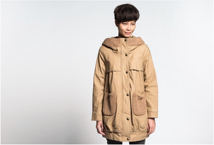 专柜正品Moveup幻走中长款棉衣棉服加厚针织口袋11248148