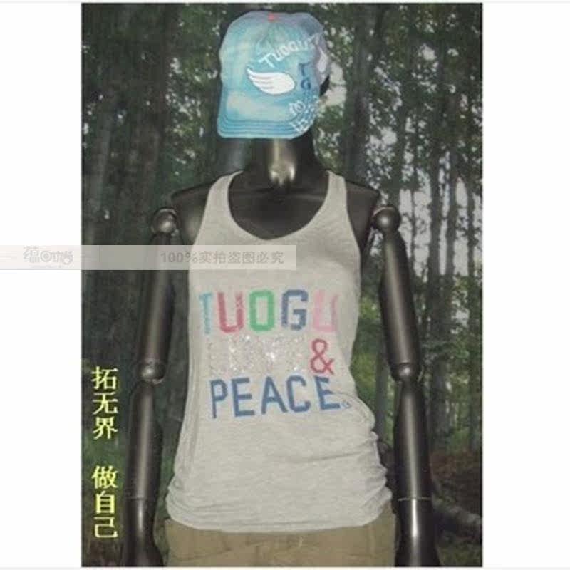 专柜正品TG全棉吊带女士英文字母运动休闲时尚棉质背心