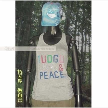 专柜正品TG全棉吊带女士英文字母运动休闲时尚棉质背心