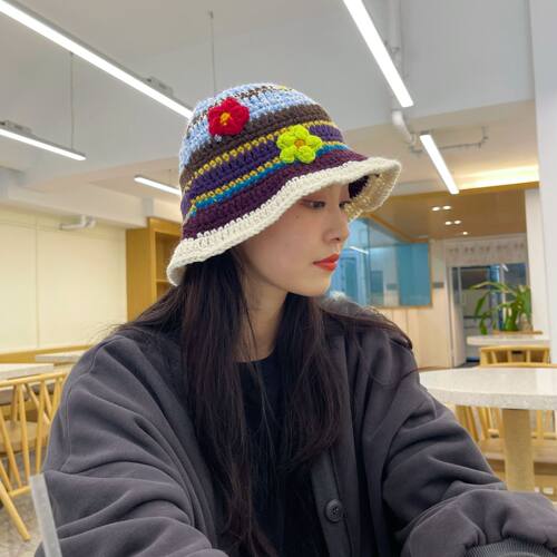 uncleyao小众设计花花彩色渔夫帽
