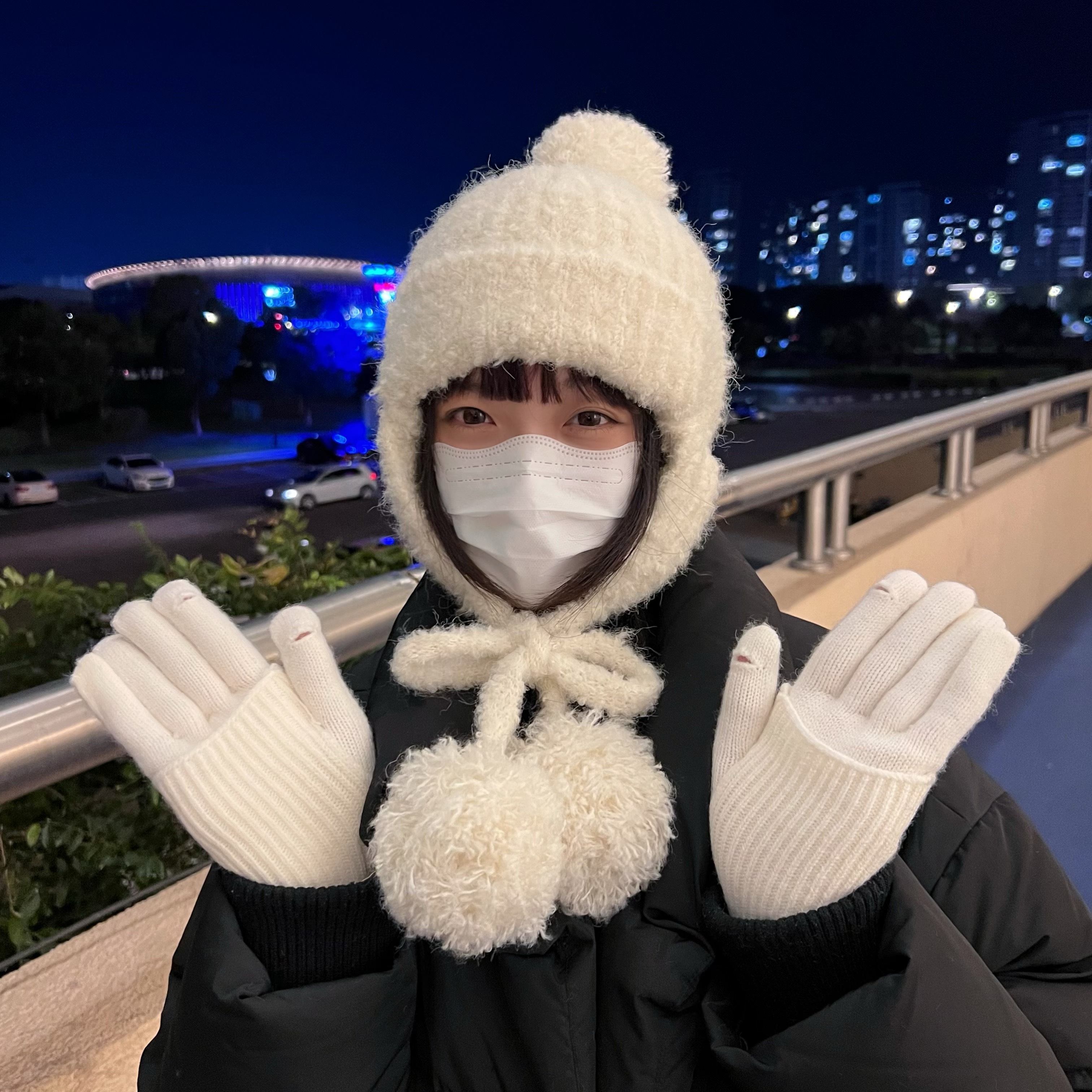 冬季百搭毛球护耳针织帽毛线帽女