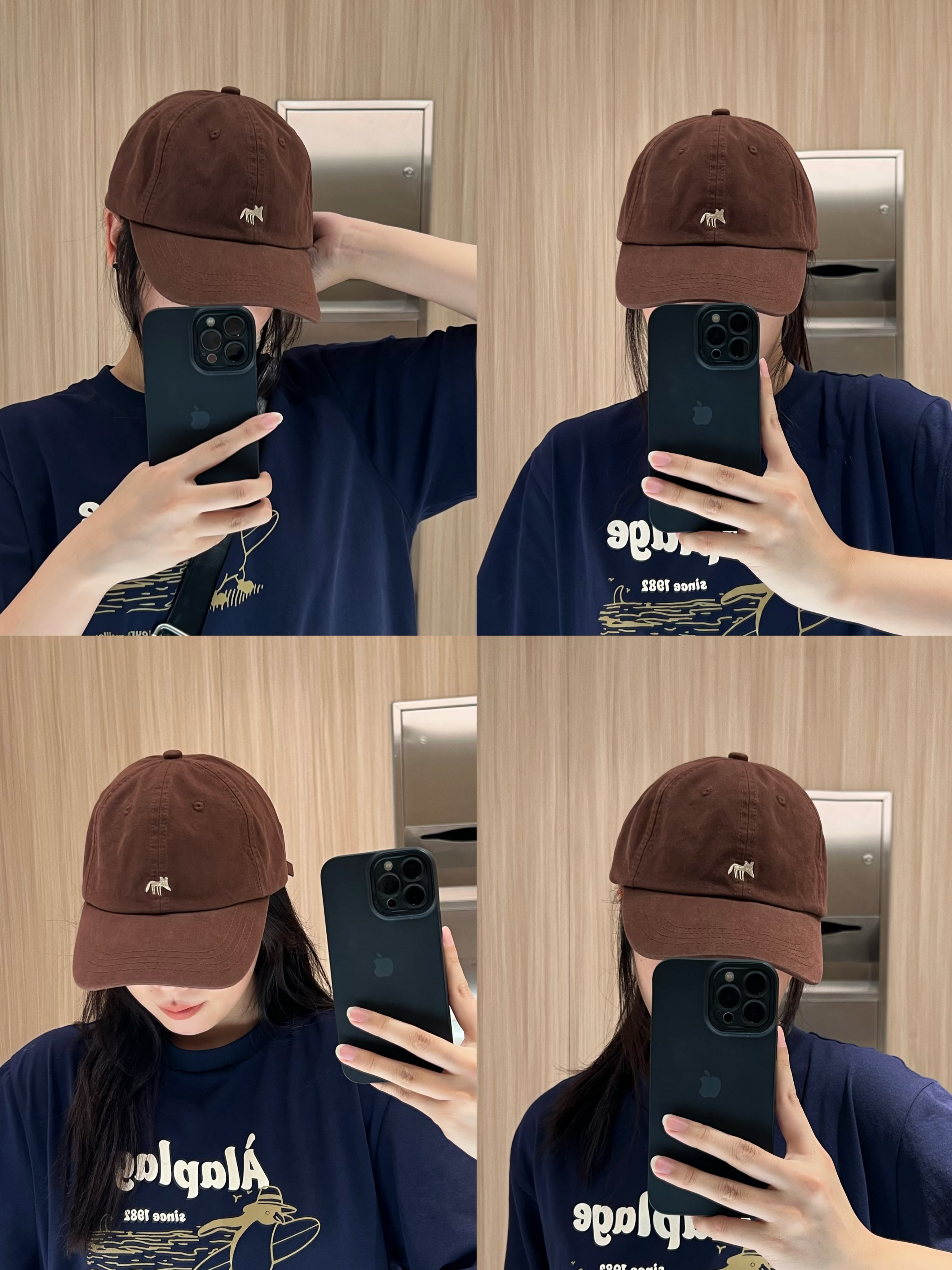 百搭小狐狸刺绣全棉棒球帽子男女