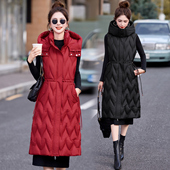 棉外套百搭修身 长款 棉马夹女连帽气质无袖 外穿棉马甲显瘦坎肩背心