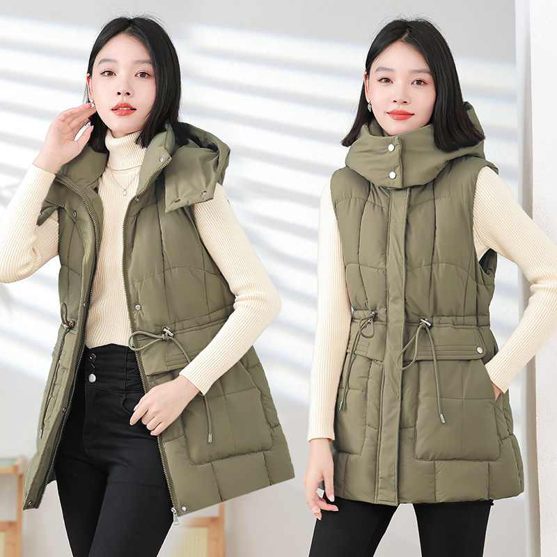 秋冬新品马甲女无袖羽绒棉衣百搭可拆帽棉坎肩休闲马夹时尚棉背心