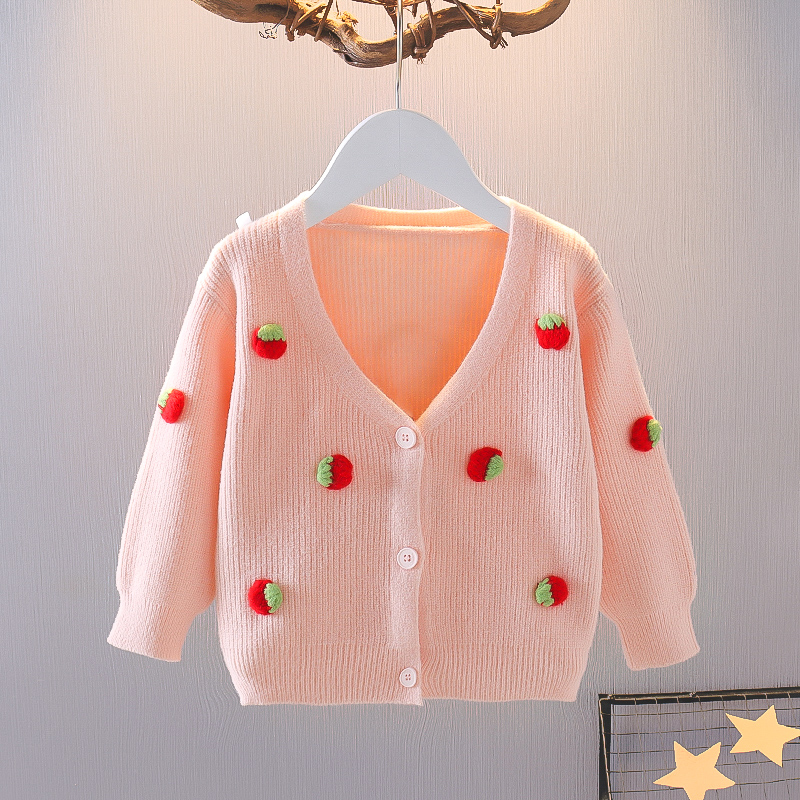 0-1-2-3-4岁女宝宝春秋装长袖开衫女童毛衣一岁婴儿针织衫上衣棉