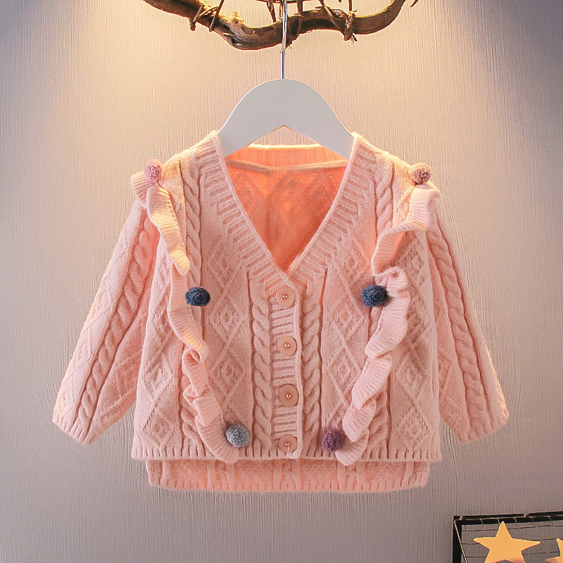 0-1-2-3-4岁女宝宝春秋装长袖开衫女童毛衣一岁婴儿针织衫上衣棉