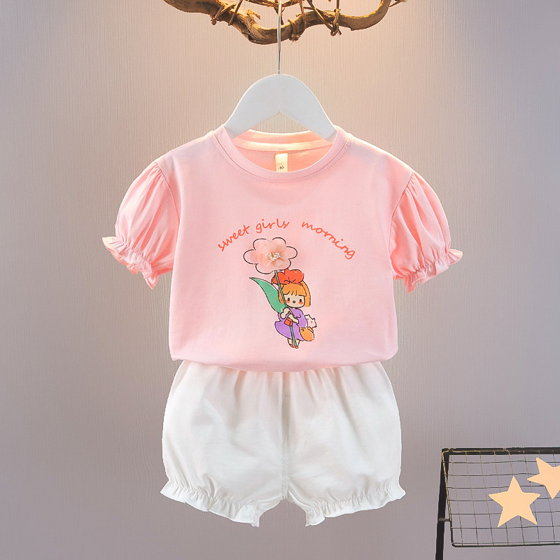 0-1-2-3岁女宝宝套装夏装一岁婴儿短袖套新生儿韩版女童夏季套装