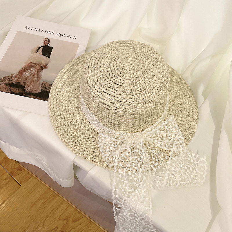 日系小清新田园风草帽时尚百搭平顶蕾丝遮阳帽女出游太阳草编帽子,服饰配件/皮带/帽子/围巾,防晒帽,淘宝优惠券,粉丝福利购,淘宝优惠卷