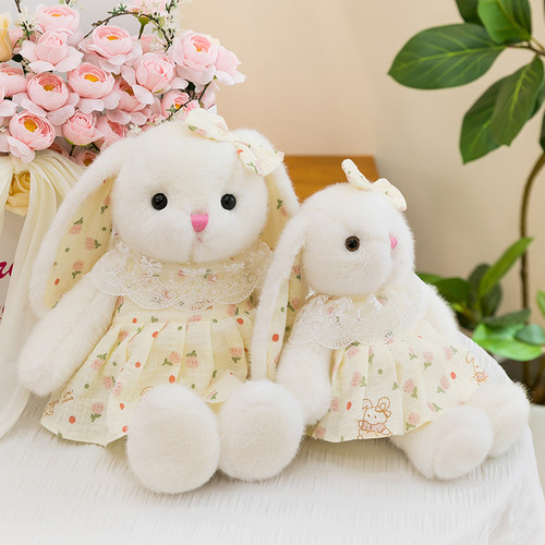 玫瑰花裙小白兔公仔毛绒玩具