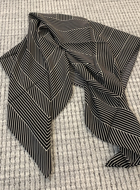 条纹控入！北欧tot风极简条纹真丝丝巾 100%桑蚕丝披肩