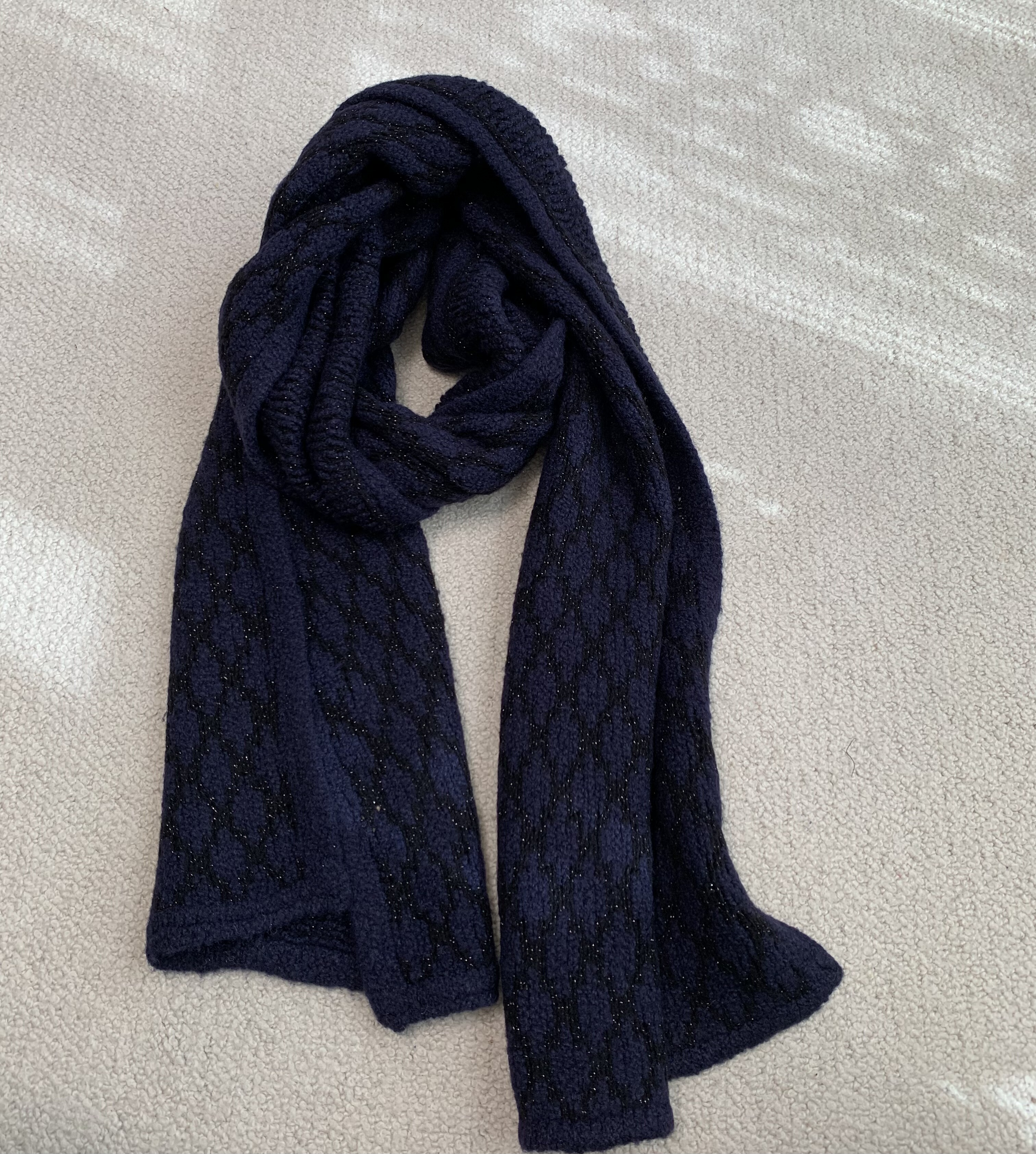 星辰 显贵蓝紫色厚围巾 定织特种纱加美丽奴绵羊毛进口银丝线围巾