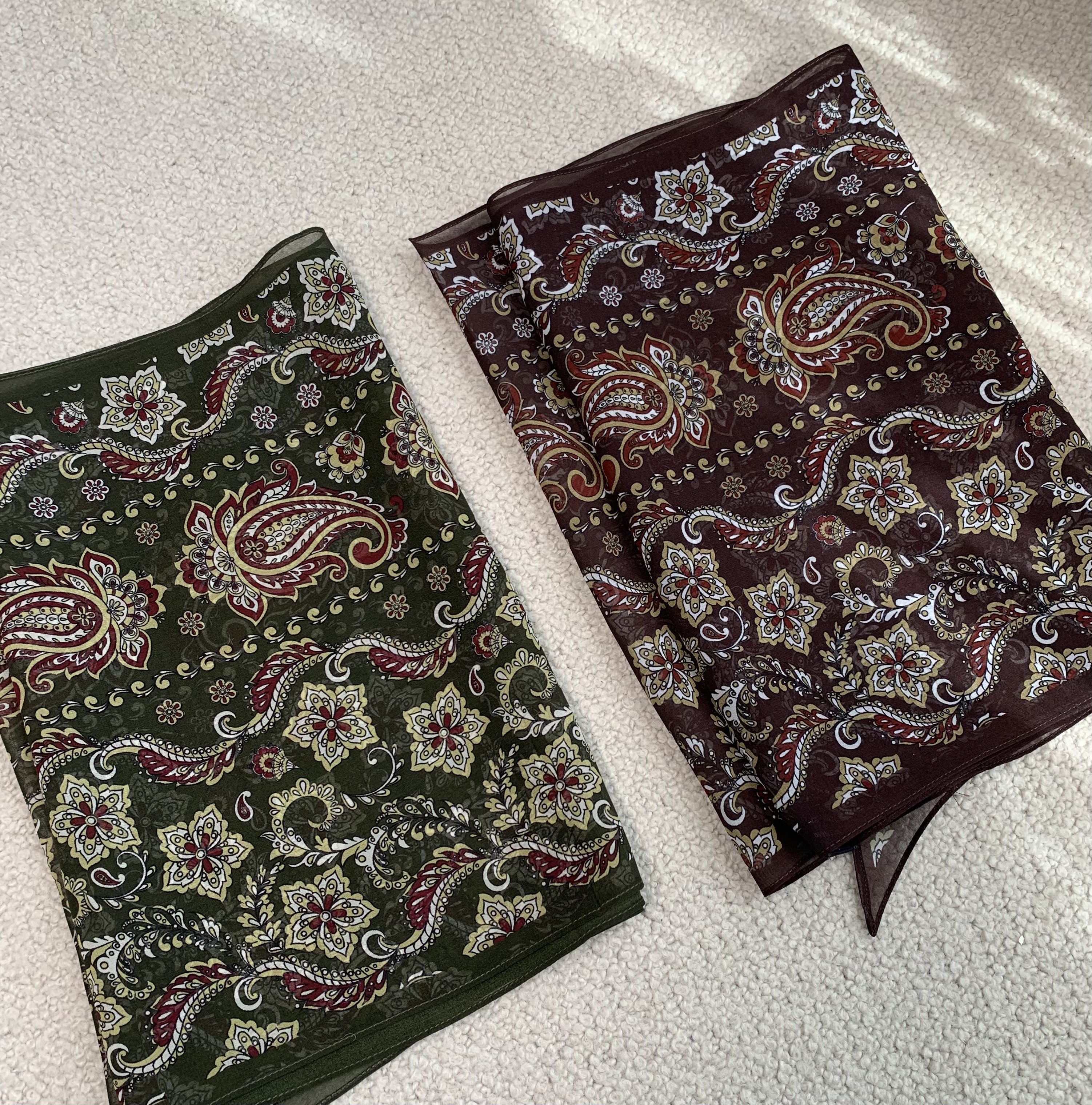 酒心佩斯利~y家低调老钱风桑蚕丝真丝乔其纱长条巾丝巾160&times;30CM