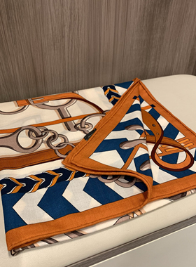 升级面料10%山羊绒90%绵羊毛扣饰环绕橙色 秋日氛围减龄披肩方巾