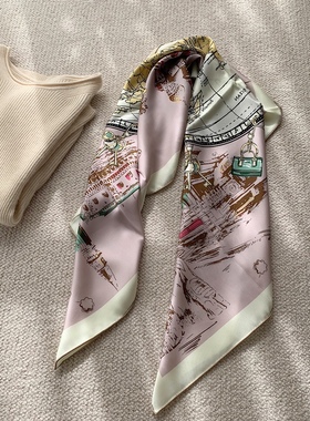 旅行日记 24姆米双面异色！篙端粉紫色双面缎桑蚕丝披肩 限量无补