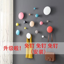 实木挂钩免打孔玄关入户进门挂衣钩客厅装饰壁挂墙上北欧衣帽架子