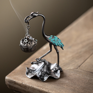 仙鹤禅意香炉摆件家用室内仿古沉香盘香熏香莲花吊炉悬挂式熏香炉