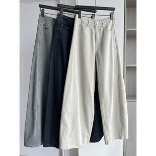 女宽松直筒长裤 弯刀裤 加绒高腰显瘦休闲裤 2025新款 子 早秋女装