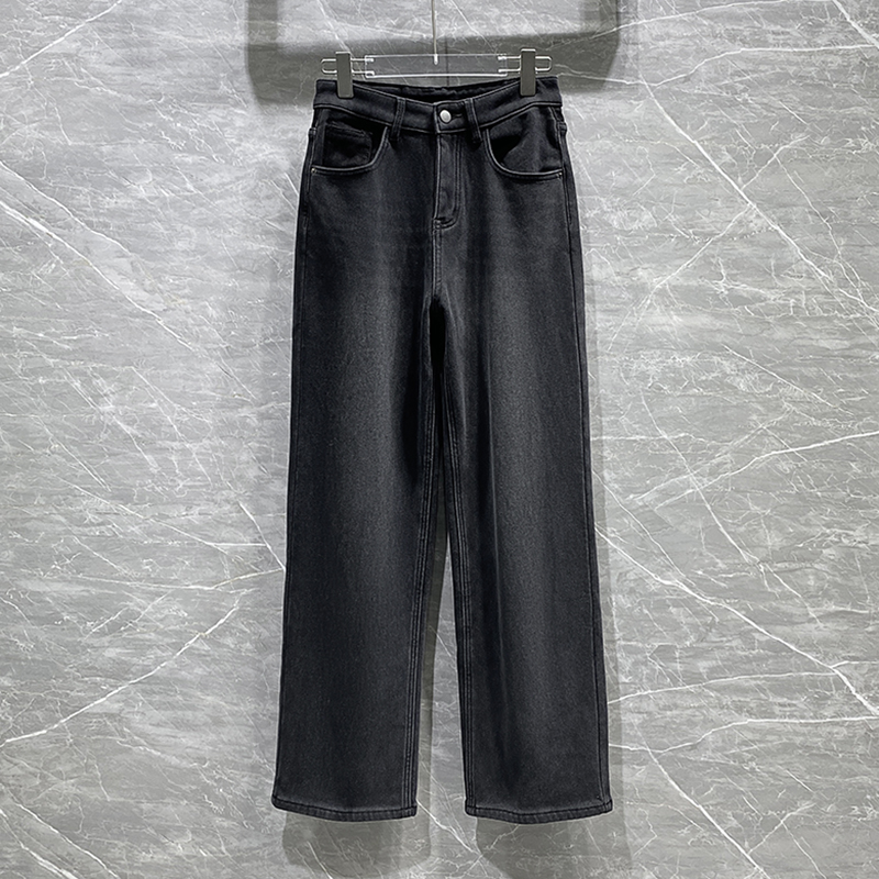 冬季加绒宽松牛仔裤女