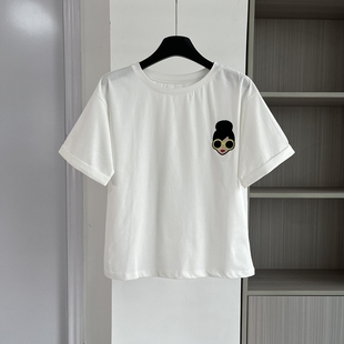 T恤2025早秋季 潮牌美女卡通圆领短袖 宽松百搭上衣 清仓价