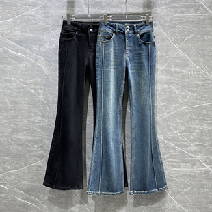 加绒高腰直筒裤 今年流行爆款 修身 牛仔裤 女 裤 显瘦喇叭裤 子2025新款