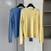 针织衫 美式 百搭圆领刺绣标长袖 新款 女宽松显瘦毛衣女 潮牌2026春季