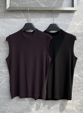 现货美式欧货26夏季新款辣妹ins百搭无袖背心圆领t恤天丝羊毛上衣