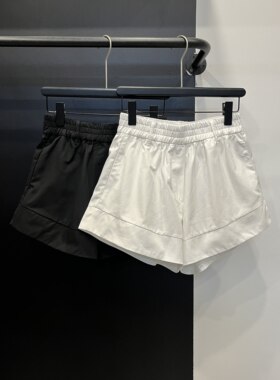 夏季高腰松紧百搭阔腿短裤女