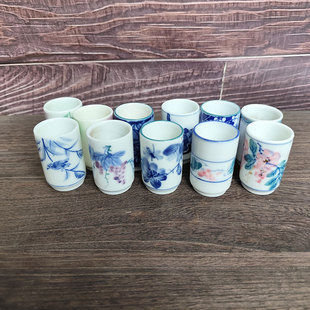 七八十年代出口创汇时期粉彩青花品茗杯茶杯闻香杯茶室桌面小摆件