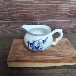 七八十年代出口创汇时期青花竹报平安山水公道杯民宿茶室书房摆件