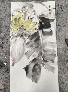 广东省美协何苏华老师手绘国画写意花鸟画芭蕉图客厅书房茶室挂画