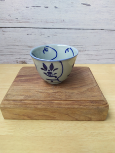 文革七八十年代青花灵芝纹主人杯长寿品茗杯茶杯库存瓷器物件摆件