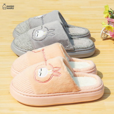 新流氓兔棉拖鞋女士秋冬季保暖防滑加厚底毛绒室内家居家用男情侣