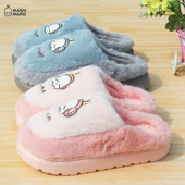 流氓兔棉拖鞋 女士冬季 居家厚底防滑保暖室内情侣软底拖鞋 新款 男士