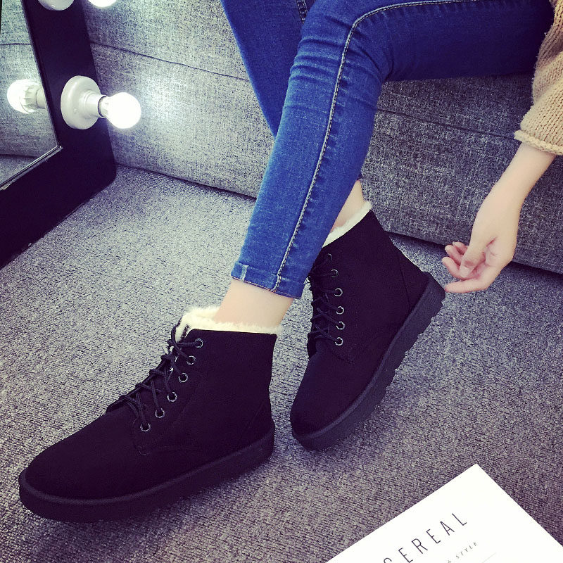 2021 NEW WINTER SNOW BOOTS FEMALE SHORT TUBE STUDENT SHORT BOOTS KOREAN VERSION OF WILD PLUS VELVET WARM COTTON SHOES MARTIN BOOTS