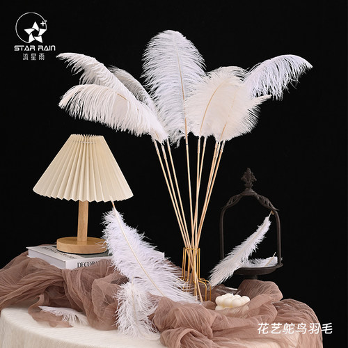 流星雨白色羽毛鸵鸟毛花艺配饰