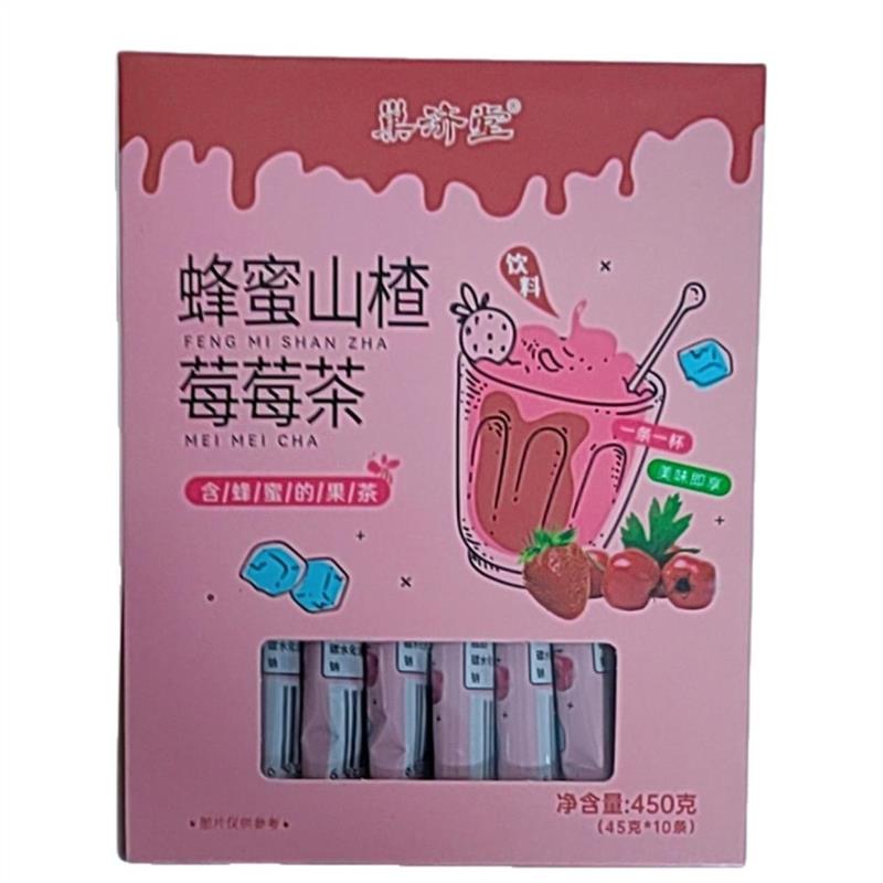 巢济堂蜂蜜山楂莓莓果茶饮料一条一杯美味即享共450克总共10条