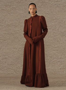 【MORIN KHUUR 牧仁】羊毛分割立领连衣裙