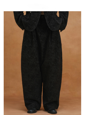 【MORIN KHUUR设计师品牌】丝绒提花宽松阔腿长裤