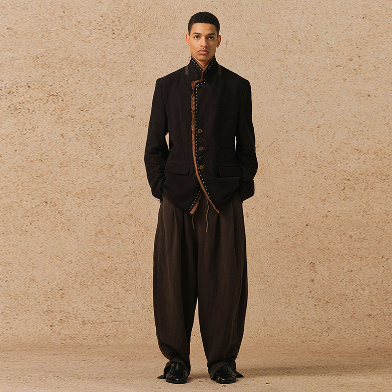 【MORIN KHUUR 牧仁】手工缝线棉麻肌理西装外套