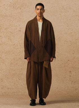 【MORIN KHUUR牧仁】菱形拼接道袍棉麻外套