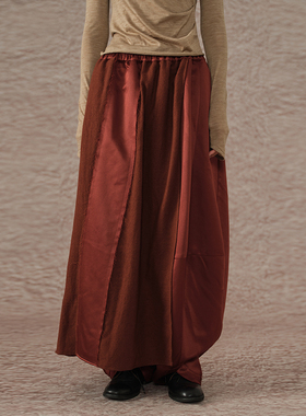 【MORIN KHUUR 牧仁】羊毛拼接大廓形裙裤