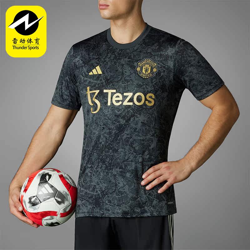 Adidas/阿迪达斯正品曼联男士足球热身运动短袖球衣IQ1566