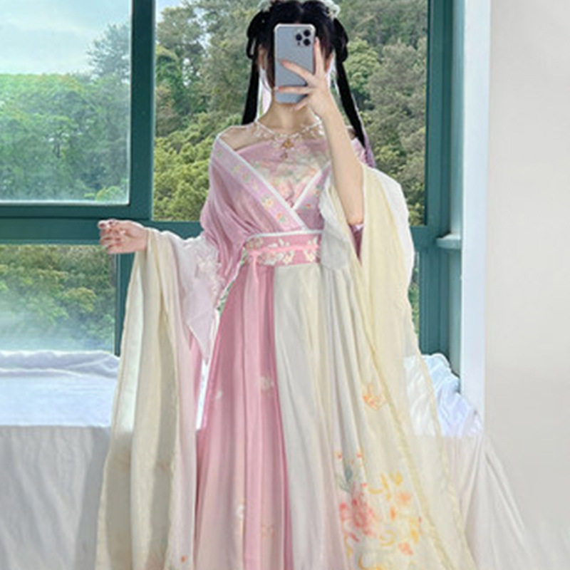 南北朝原创汉服女夏季款国风古装超仙交领广袖流仙齐腰襦裙大袖