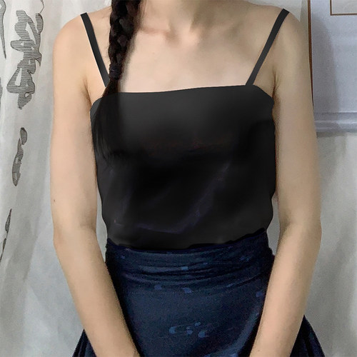 纯色黑色汉服吊带不透