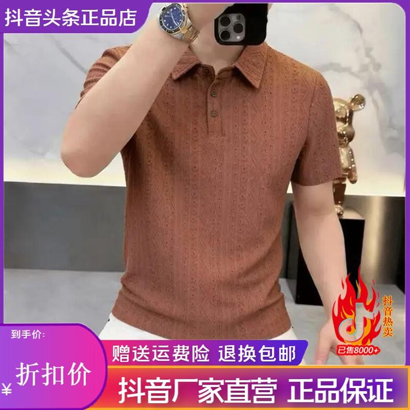 墨峰阁服饰商务轻奢夏季新款男士老钱风潮流时尚休闲翻领短袖T恤