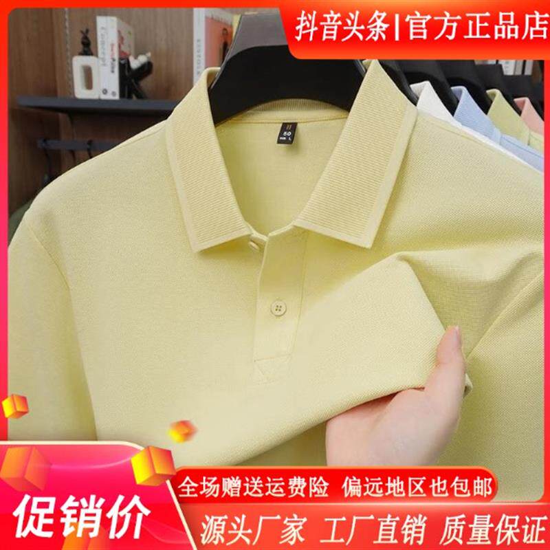云枢优衣馆LMVQ丝光长绒棉男短袖POLO衫夏季翻领纯色薄款商务T恤